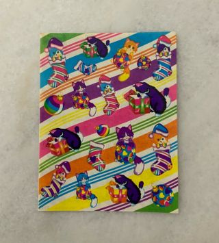 Vintage Lisa Frank Sticker Sheet - Kittens In Stockings Holiday Stickers (s223)
