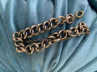 Antique Victorian Gold Filled Curb Link Charm Bracelet
