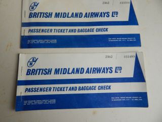 British Midland Airways 3rd April1965 Passenger Tickets Jersey Honeymoon Special