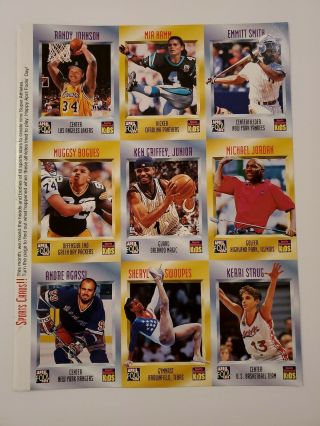 Michael Jordan Sports Illustrated For Kids Uncut Sheet Of 9 Cards Mia Hamm