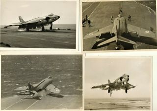 Four Photographs Of Blackburn Scimitars On Hms Ark Royal