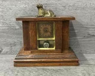 Vintage Unbranded Wooden Mantle Clock Guard Dog