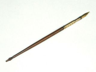 Antique Victorian Es Johnson Co 14k Gold Nib Dip Pen Fancy Finial Wood Shaft
