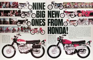 1968 Honda Motorcycle Line Vintage Ad Scrambler Touring Sport