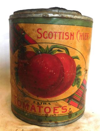 Vintage Tin Can Paper Label " Scottish Chief " Tomatos