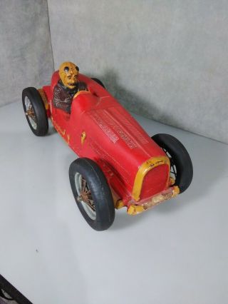 Art Deco Folk Art Large Scale 1920s Race Car With Driver 22 Inches Long