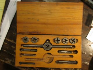 Vintage Tap And Die Set - - Incomplete Set - With Sturdy Wooden Box