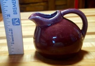Vintage Pottery Maroon Ball Jug Pitcher Small Creamer Unmarked -