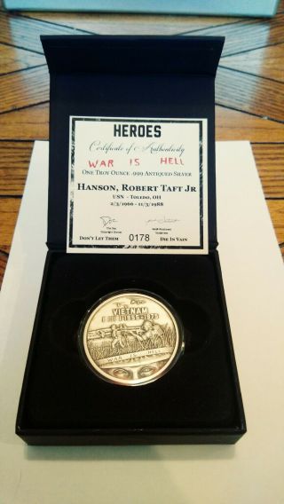 Heroes - Vietnam,  War Is Hell,  Antiqued,  1oz Silver Round.  Only 500 Minted.  178