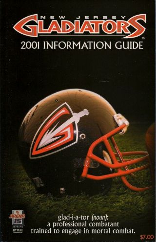 2001 Jersey Gladiators Arena Football League Media Guide - Afl Fwil