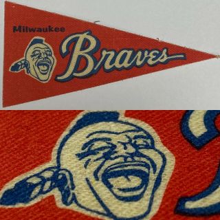 1960s Milwaukee Braves Decal Baseball Post Cereal Mini Pennant 1.  5x3.  5 Inch