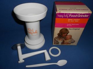 Vtg.  Baby Usa The Happy Baby Food Grinder,  Box & Spoon Direction On Box