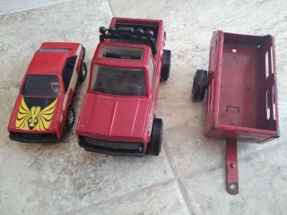 Vintage Tootsietoy Chevy S - 10 Pickup Red 8 " Nylint Trailer 81 Cobra Mustang