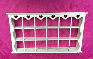Vintage Wooden Shabby Chic 18 Tea Cup & Saucer Shelf Collectible Display Rack