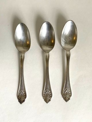 Vintage Plaza Hotel Nyc Set Of 3 Silver Plated Teaspoons 6 " Long