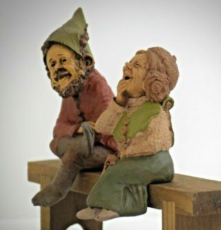 Tom Clark Vintage Gnomes Madre Padre Bench Cairn Studios Shelf Sitters 3 Pc Set