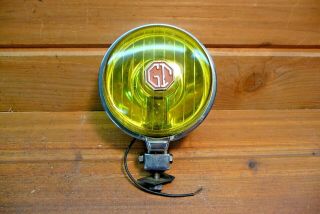 Vintage Gt Yellow Lens Fog Light Lamp W Chrome & Black Housing
