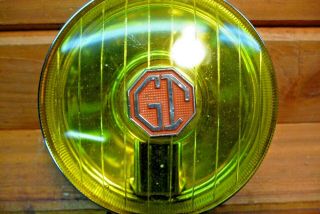 Vintage GT Yellow Lens Fog Light Lamp w Chrome & Black Housing 2