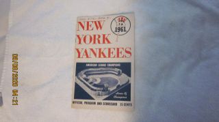 8/7/1961 La Angels @ Ny Yankees Program/scorecard W/ Game Ticket Berra Home Run