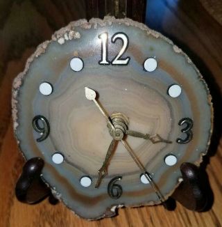 Vintage Agate Polished Stone Mantel/desk Clock - Battery Operated -