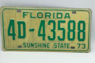 1973 73 Florida Fl License Plate 4d - 43588 Vintage Sunshine State