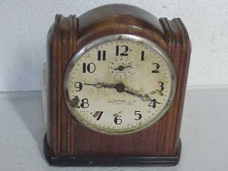 Vintage Ingraham Admiral 8 Day Deco Case Alarm Clock Parts Repair H