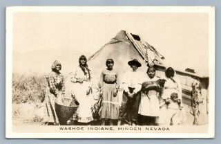 American Washoe Indians Minden Nv Antique Real Photo Private Postcard Rppc