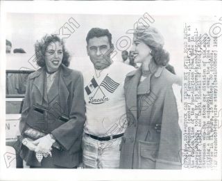 1952 Pan American Road Race Winner Chuck Stevenson Met At Finish Press Photo
