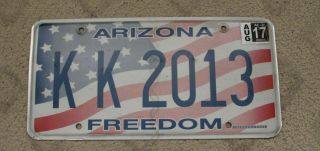 A76 - Arizona Freedom Vanity Personalized License Plate K K 2013