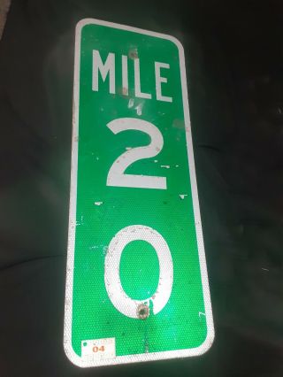 Vintage Mile Marker 20 Road Sign - Aluminum 27x10 Retired