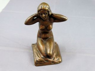 Vintage Solid Bronze Nude Woman Figure Sculpture Paperweight