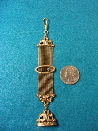 3 Of 7,  Fantastic Vtg Antique Gold Filled Mesh Pocket Watch Fob,  " Bag " Monogram