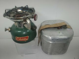 Vintage Coleman Stove 502 Model W/ Cooking Kit Case Date 12 - 68 - No Handle (f1)