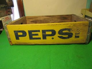 Vintage Wooden Pepsi Cola Pop Crate Yellow Soda