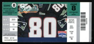 December 24,  2000 England Patriots & Miami Dolphins Full Ticket