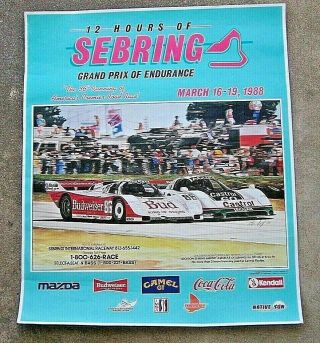 1988 36th Annual 12 Hours Of Sebring Race Poster,  American Lemans Series / Imsa