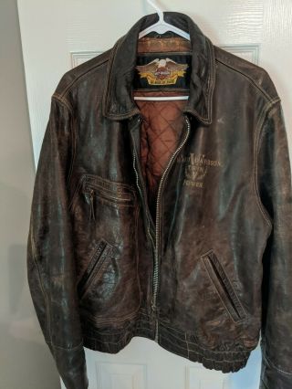 Harley Davidson " V Twin " Vintage Leather Motorcycle Jacket Men 