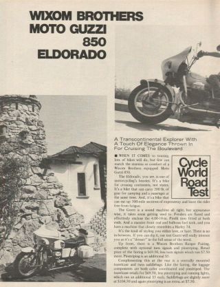 1974 Wixom Brothers Moto Guzzi 850 Eldorado - 5 - Page Motorcycle Test Article