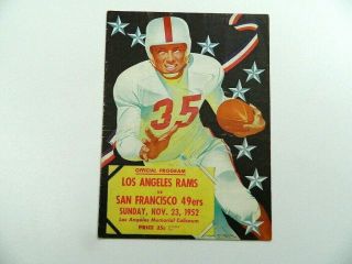 1952 Official Program Los Angeles Rams Vs San Francisco 49ers November 23,  1952