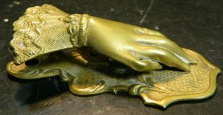 Antique J&e Ratcliff Birmingham Brass Hand Shaped Paperclip
