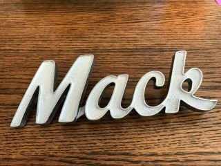 Vintage Mack Truck Cursive Script Metal Chrome Emblem Badge Ornament