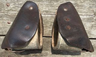 Used/vintage Western Trail Stirrups W/leather Tapaderos/covers,  1.  5 " Neck