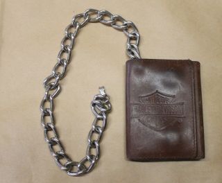Classic Vintage Harley Davidson Leather Wallet With Chain