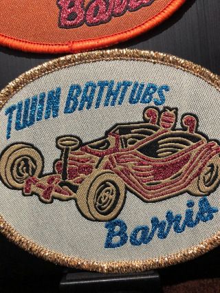 Vtg George Barrys Cloth Patch Outhouse & Twin Bathtubs 4” x 3” 2