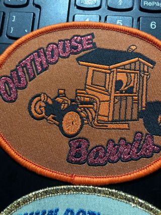 Vtg George Barrys Cloth Patch Outhouse & Twin Bathtubs 4” x 3” 3