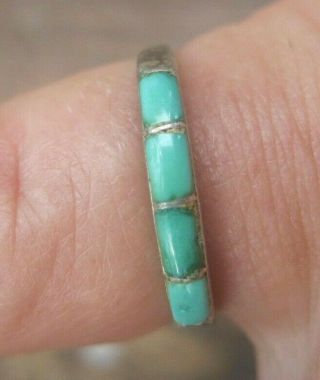 Vintage Zuni Native Southwest Sterling Silver Turquoise Ring Size 6.  5