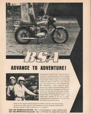 1967 Bsa Lightning - Vintage Motorcycle Ad