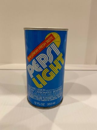 Vintage Pepsi Light Lemon Cola Soda Pop Can 12oz Steel Bottom Opened