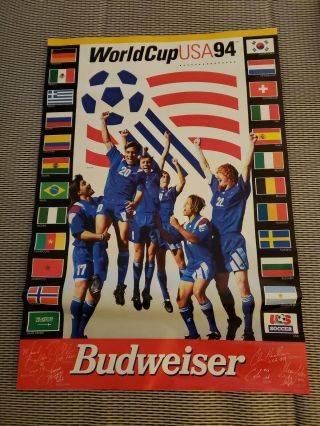 Vintage World Cup Soccer 1994 Poster Budweiser Promo Usa