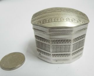 LOVELY EARLY DATED DUTCH ANTIQUE 19TH CENTURY 1843 SOLID SILVER PEPPERMINT BOX 2
